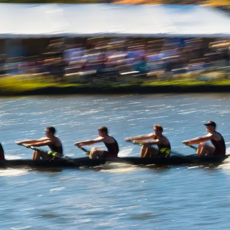 Speeding rowing boat at Marlow Regatta